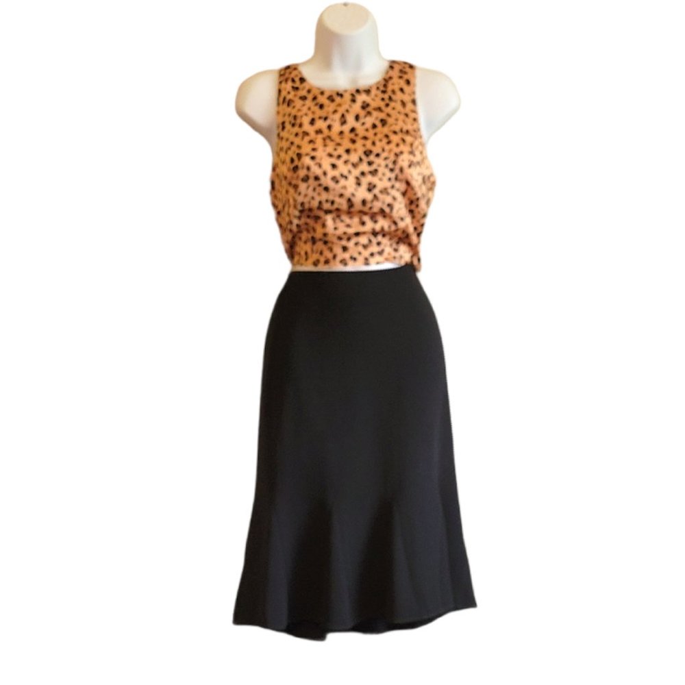 Solid Black Tulip Flared Lined Skirt - Picture 3 of 3